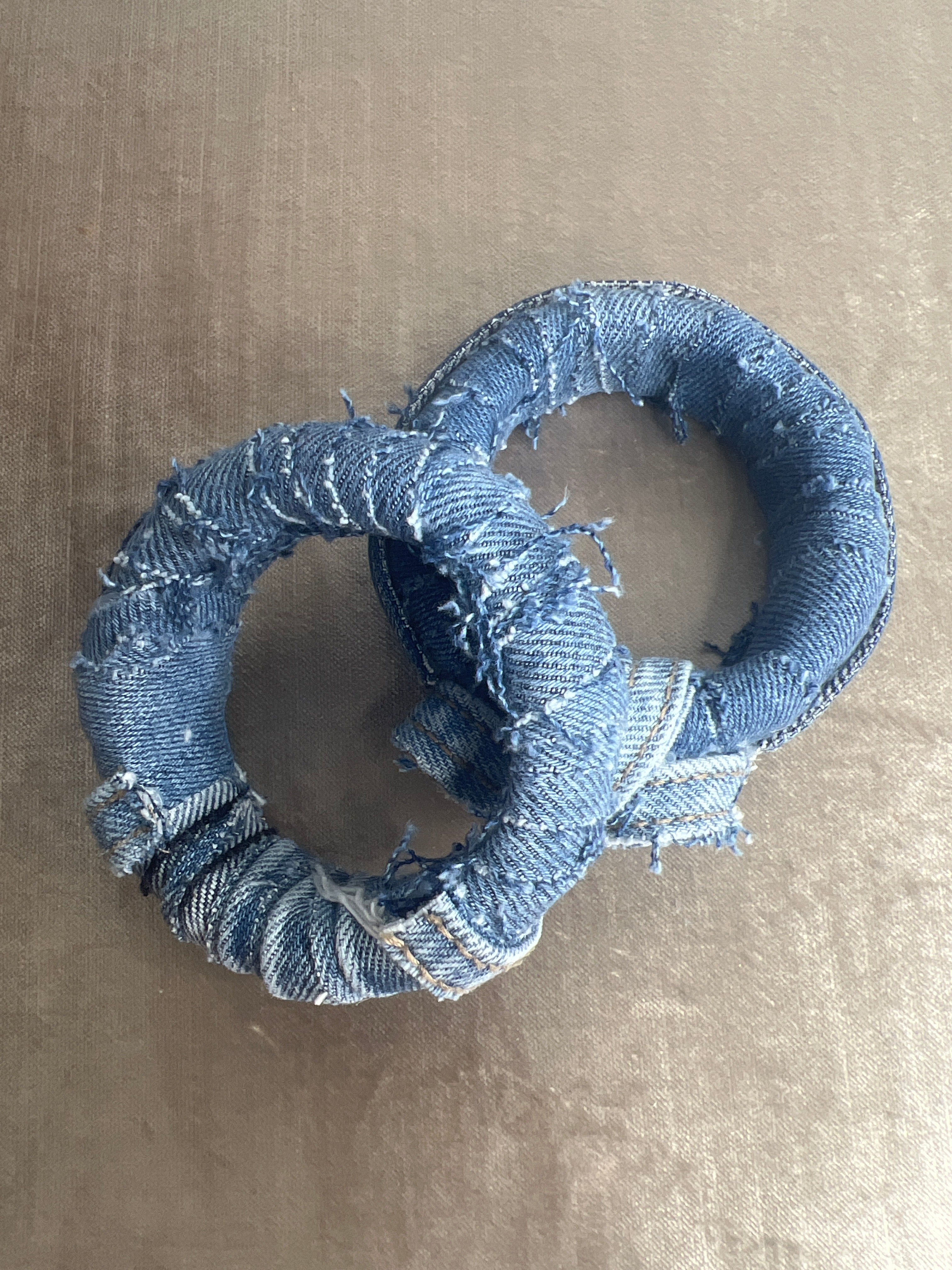Structured denim bangle set