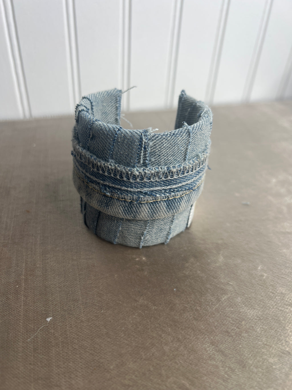 Grunge denim cuff bracelet