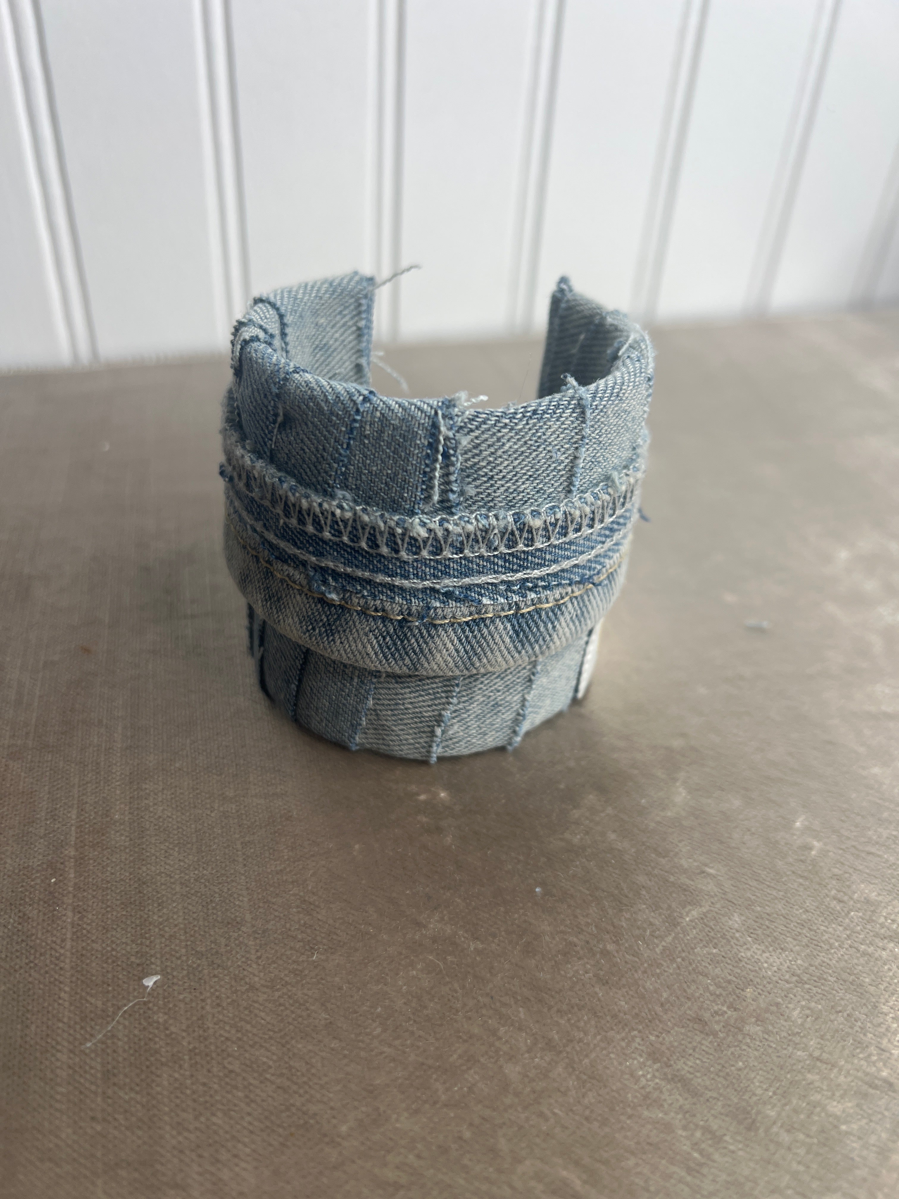 Grunge denim cuff bracelet